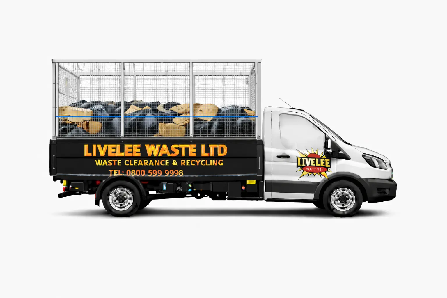 Livelee Waste Ltd half load cage van waste clearance in Sunbury-on-Thames, Surrey and London